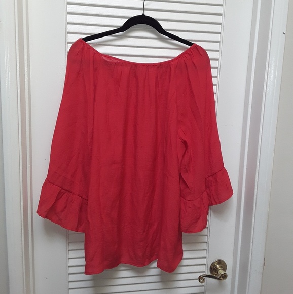 Zac & Rachel Beaded Peasant Ruffle Sleeve Orange - Picture 2 of 8